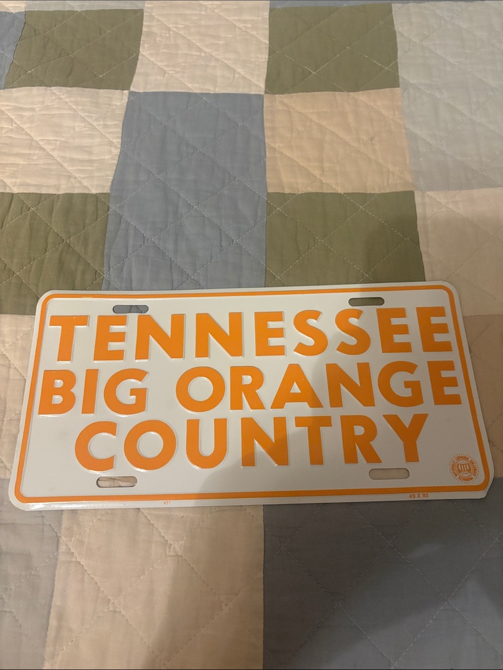 Retro Tennessee Volunteers "Big Orange Country" License Plate Sign - Vintage
